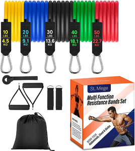 St. Mege Resistance Band Set [11-Pack] Stackable Up to 150lbs, Thick Workout Bands, Workout Equipment for Home Workouts, Fitness Equipment for Women and Men