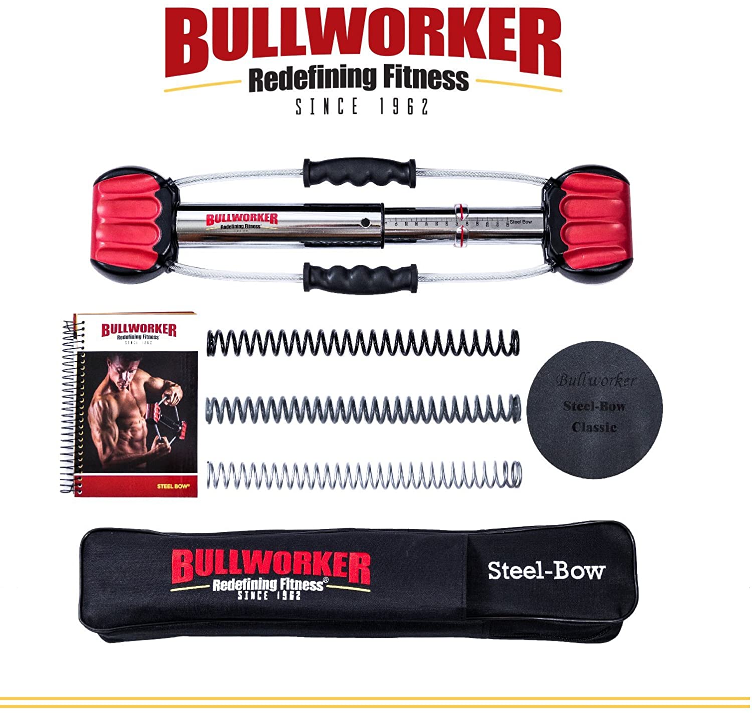 Bullworker 20" Steel Bow - Full Body Workout - Portable Home Gym Isometric Exercise Equipment for Fast Strength Training Gains. Cross Training Fitness; Chest, Back, Arms, and Abs Exercise Machine